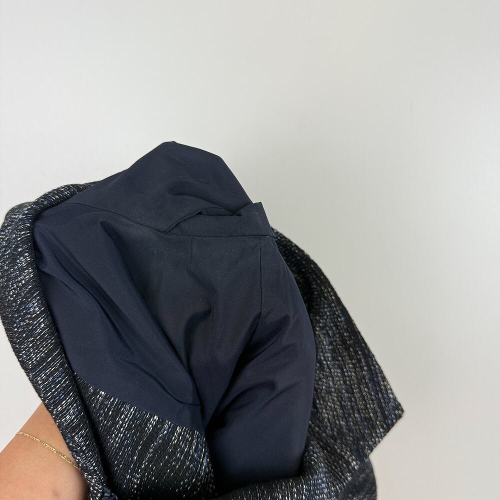 Lafayette 148 Woven Zip Up Dressy Jacket Navy Blue Black Wool Blend - Size 6 - Picture 8 of 10